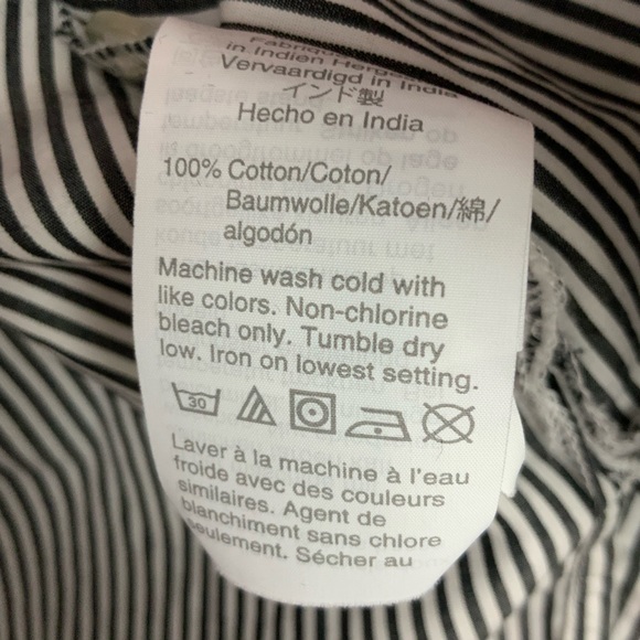 J. Crew Sz 4 Gray White Striped Funnelneck Cotton Poplin Button Shoulder Top - Picture 6 of 6